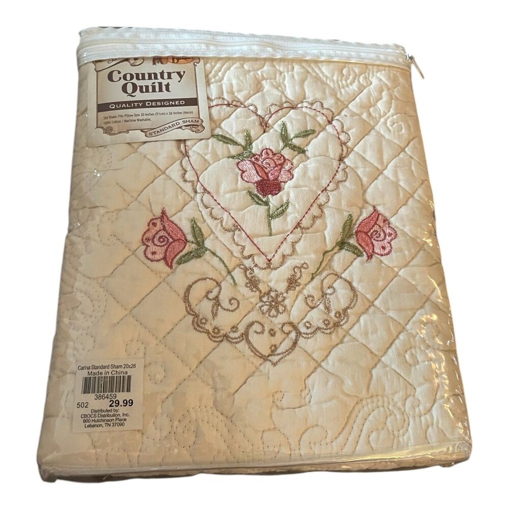 NWT Vintage Cracker Barrel Country Quilt Floral Cottagecore Pillow Sham Carina
